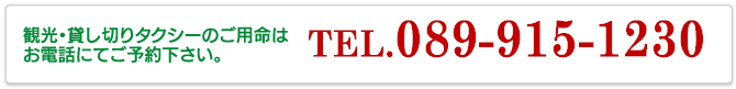 観光・貸切タクシーのご用命はお電話にてご予約下さい。 TEL.089-915-1221